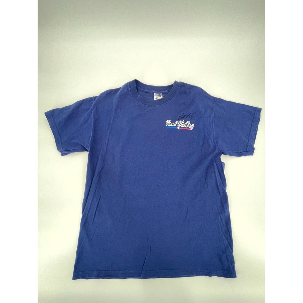 Gildan Activewear Sign By Neal Mccoy Appears T-Shirt Mens Large Blue 100% Cotton